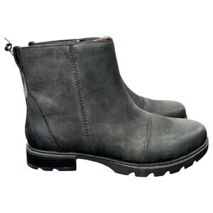 Sorel Womens Emelie lll Zip Bootie US 9.5 EU 40.5 Black Leather Waterproof NWOB